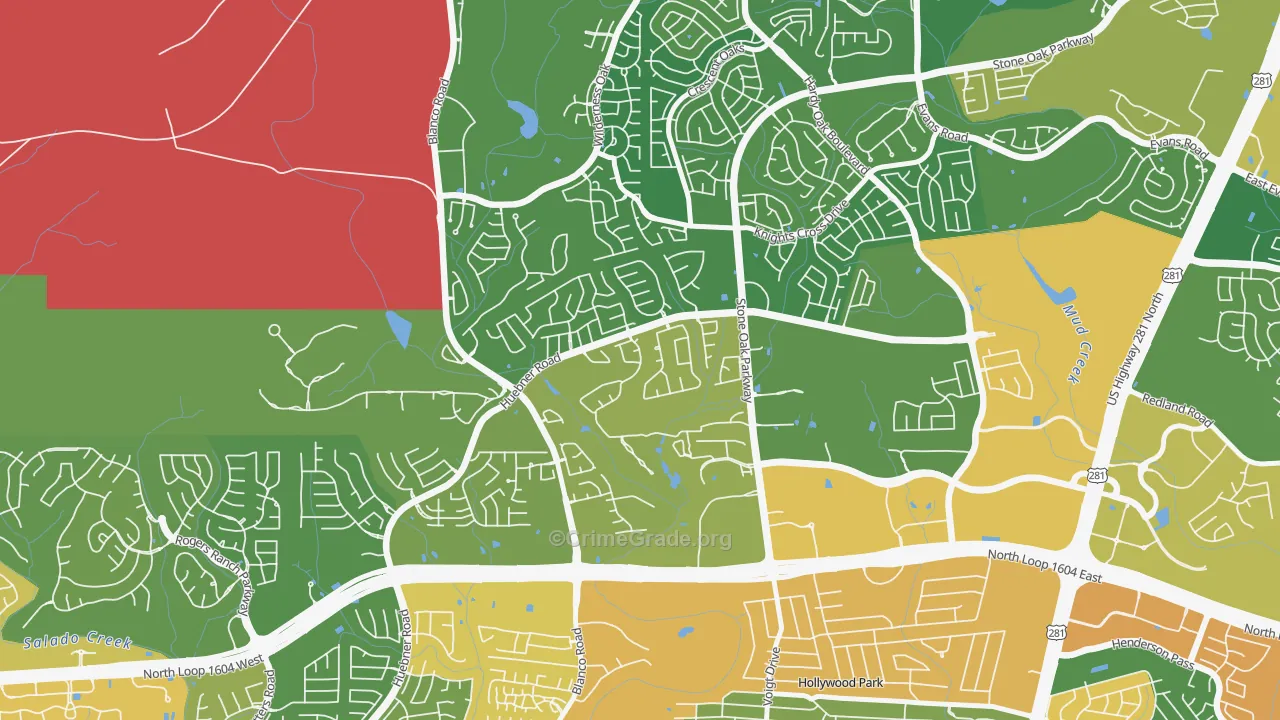 Sonterra-Stone Oak, San Antonio, TX Map of Burglary Rates