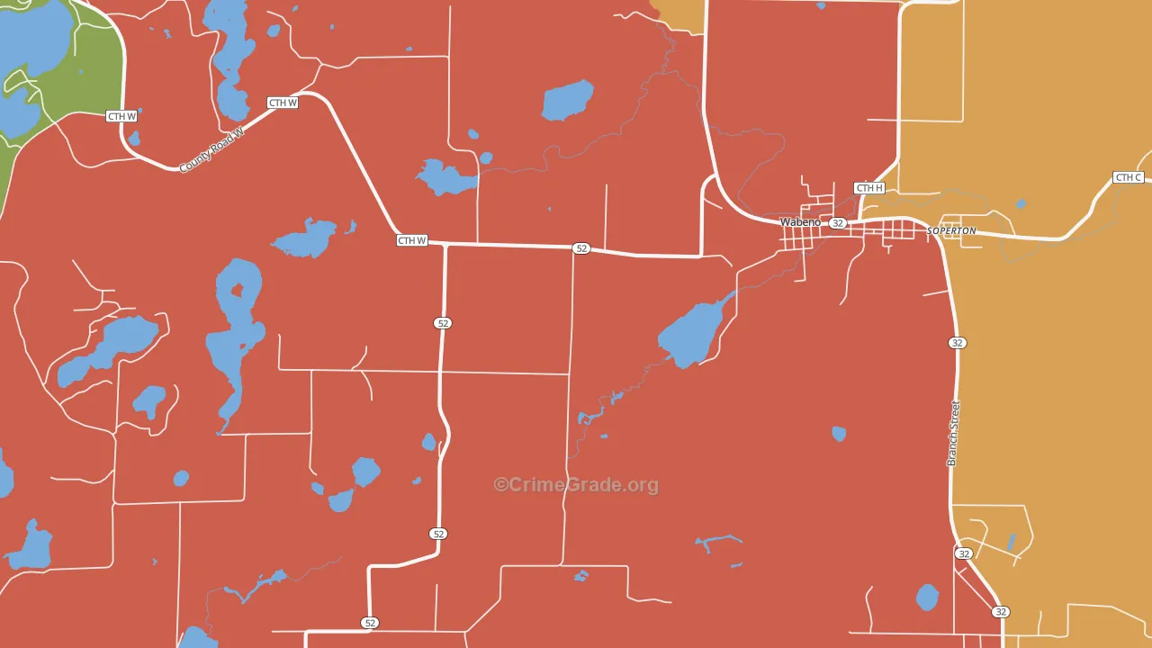 Soperton, WI Map of Burglary Rates