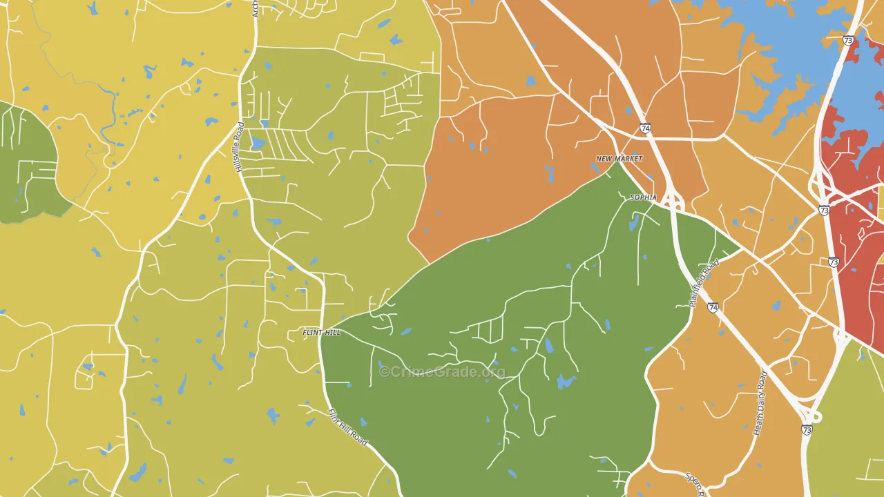 Sophia, NC Map of Burglary Rates