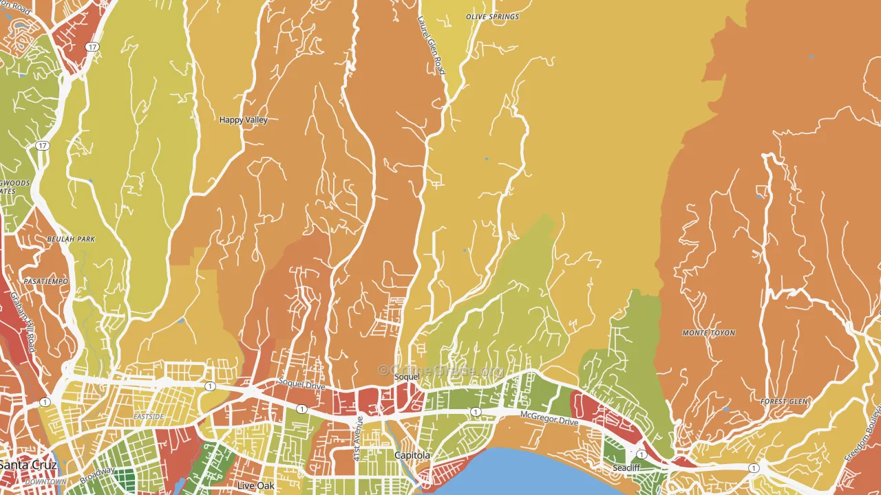 Soquel, CA Map of Burglary Rates