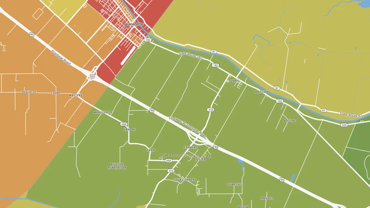 Sorrel, LA Map of Burglary Rates