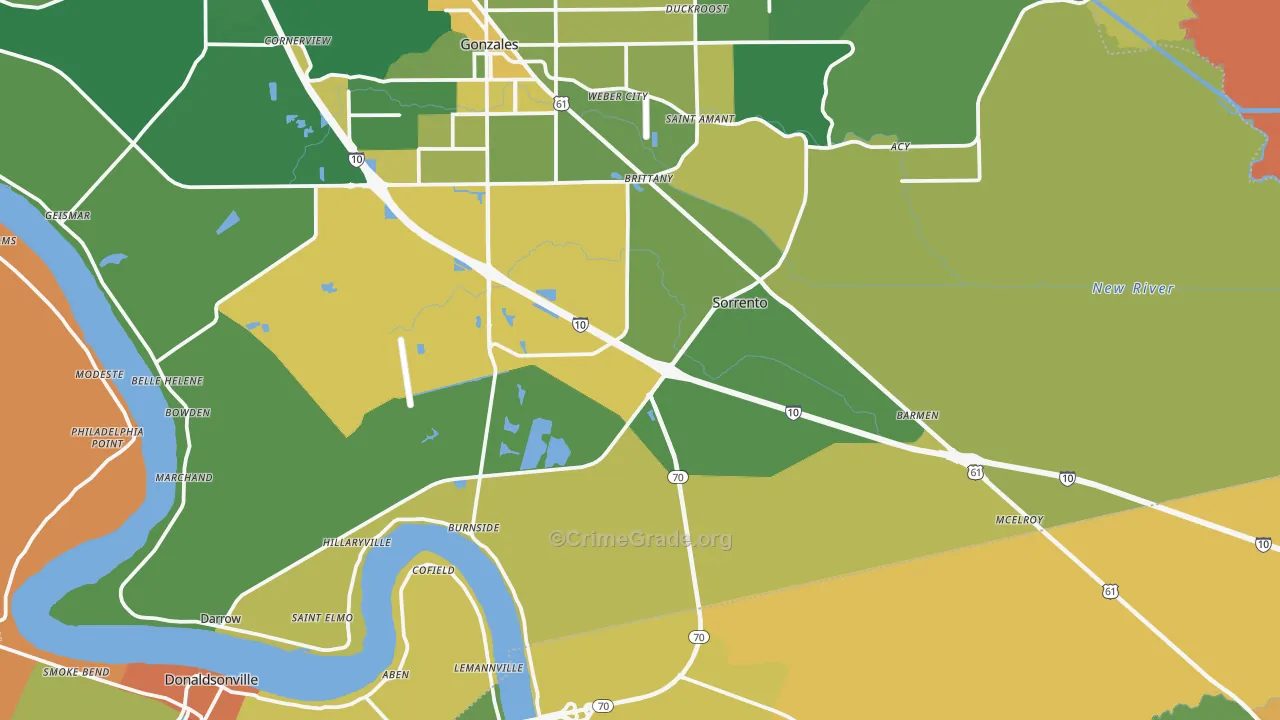 Sorrento, LA Map of Burglary Rates