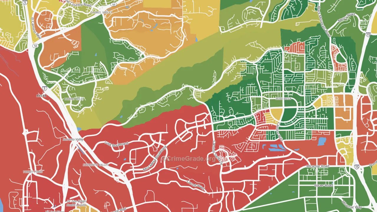 Sorrento Valley, San Diego, CA Map of Burglary Rates