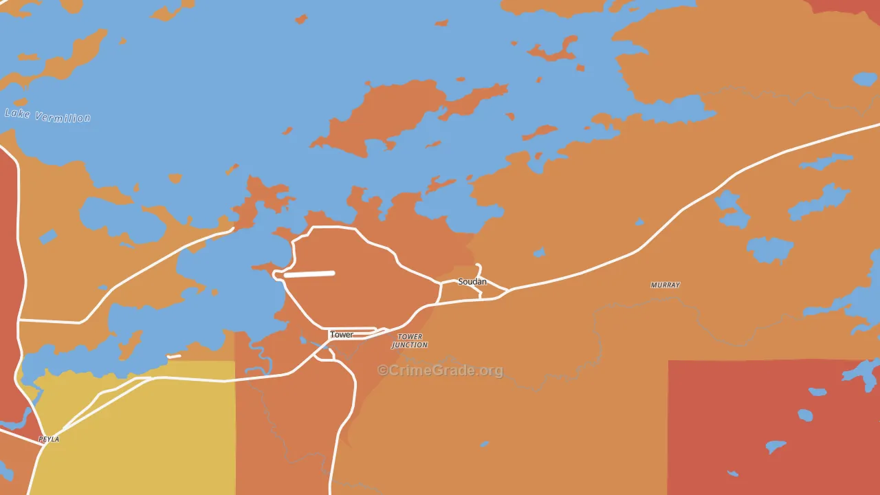 Soudan, MN Map of Burglary Rates