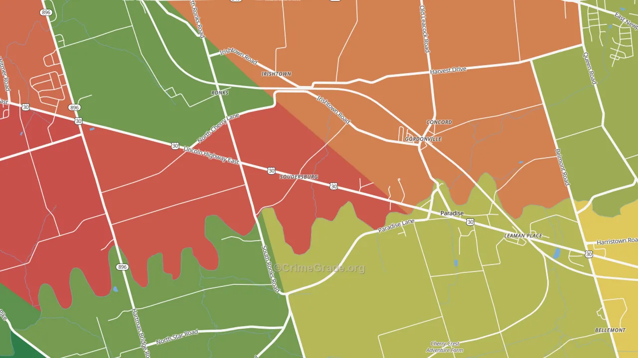 Soudersburg, PA Map of Burglary Rates