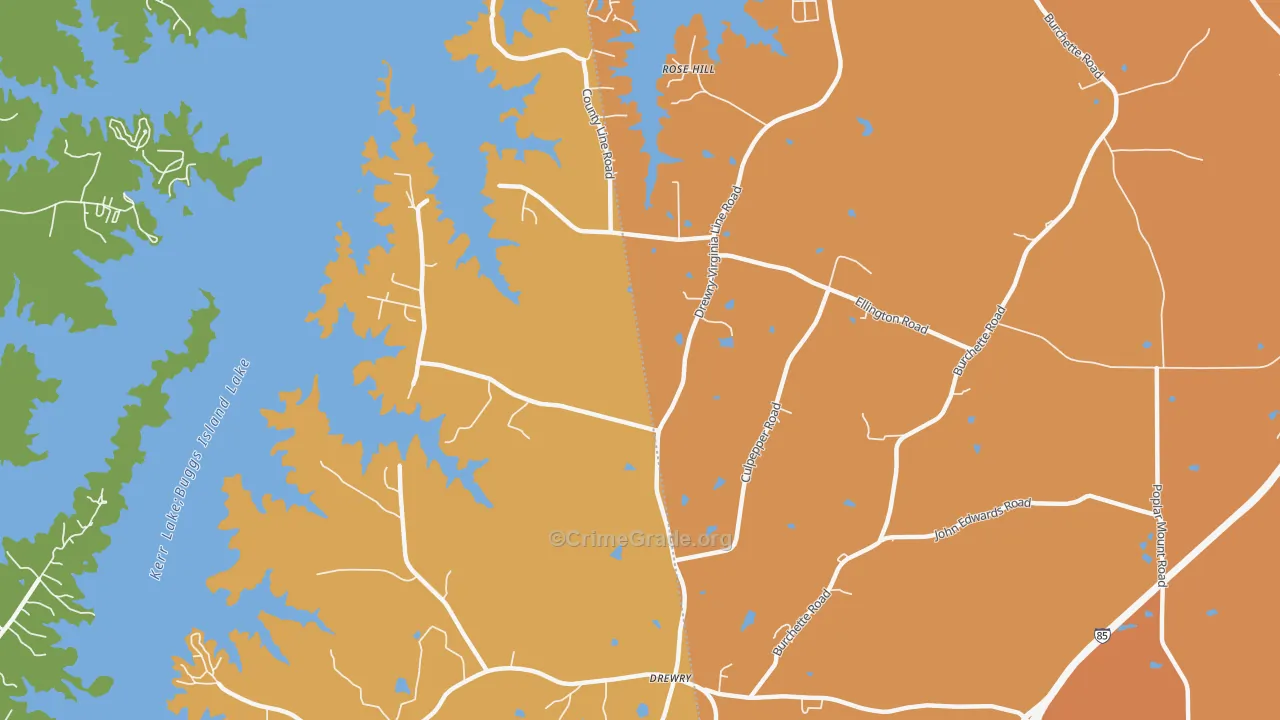 Soul City, NC Map of Burglary Rates