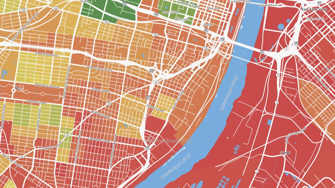 Soulard, St. Louis, MO Map of Burglary Rates