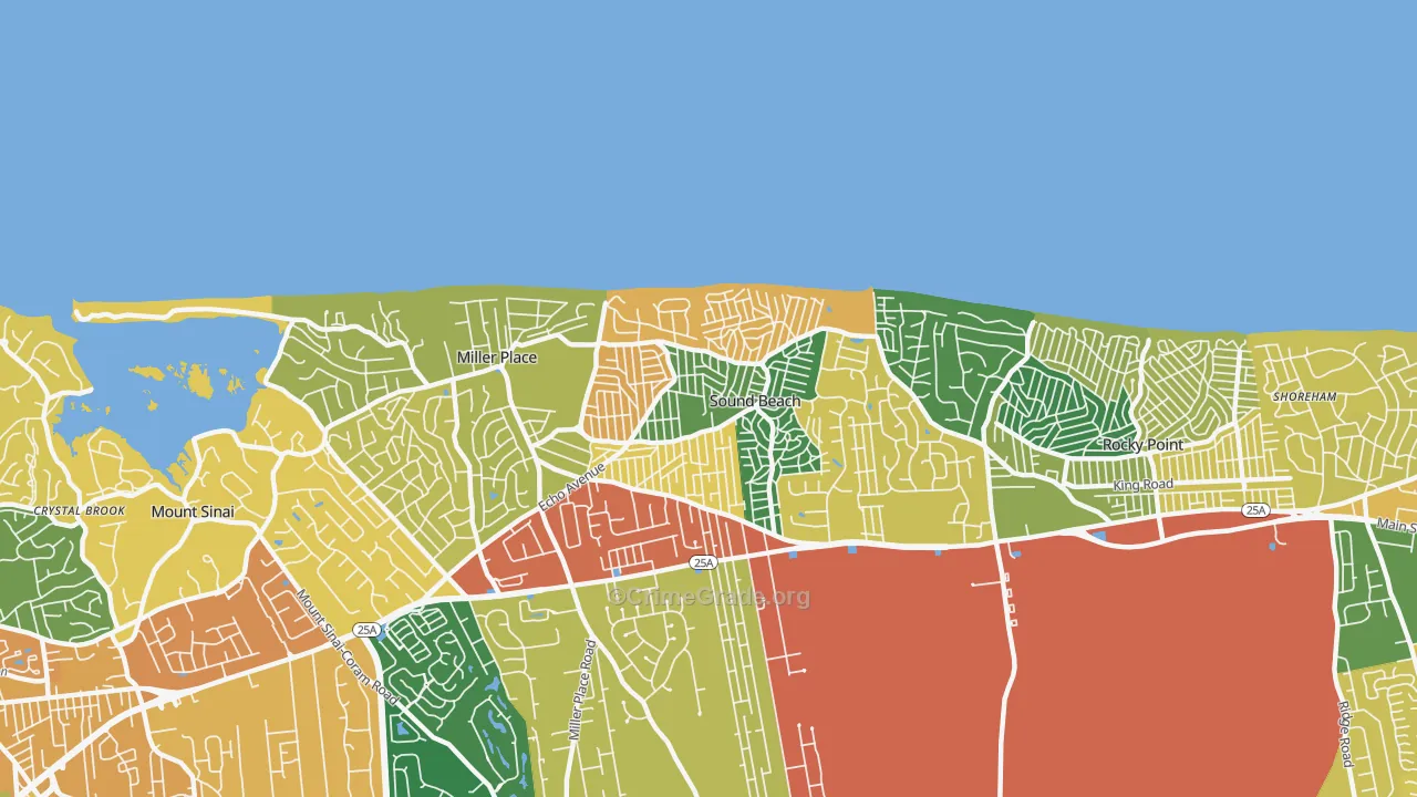 Sound Beach, NY Map of Burglary Rates