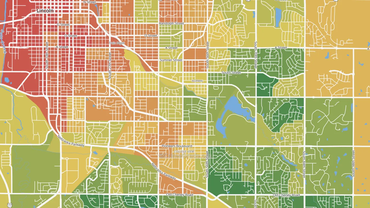 South 48th Street, Lincoln, NE Map of Burglary Rates