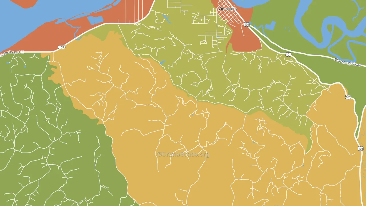 South Aberdeen, WA Map of Burglary Rates