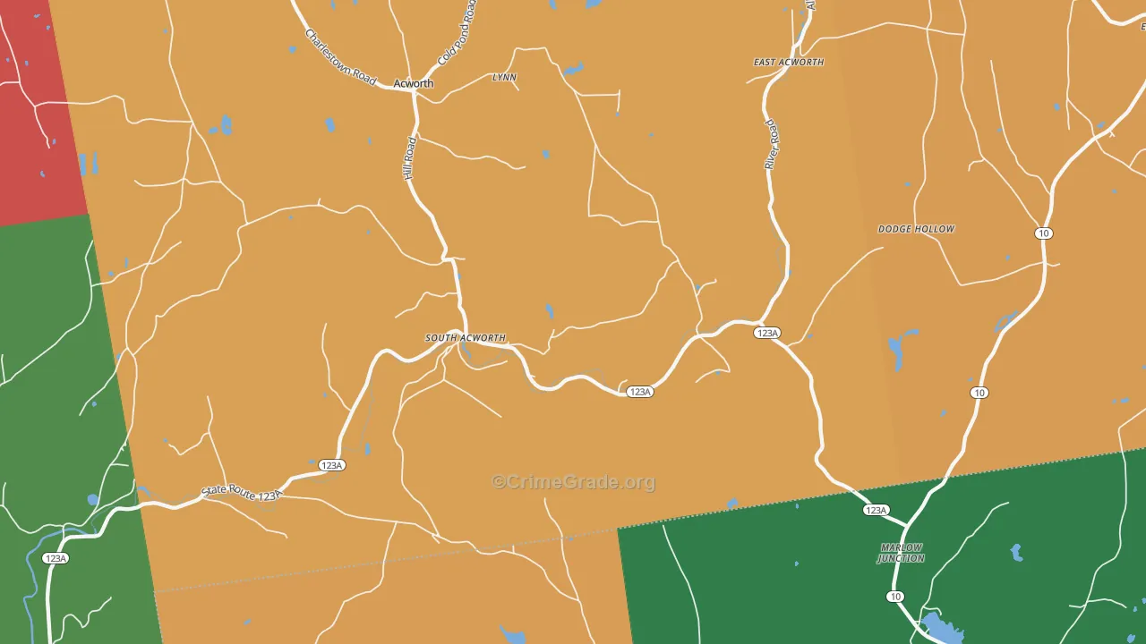 South Acworth, NH Map of Burglary Rates