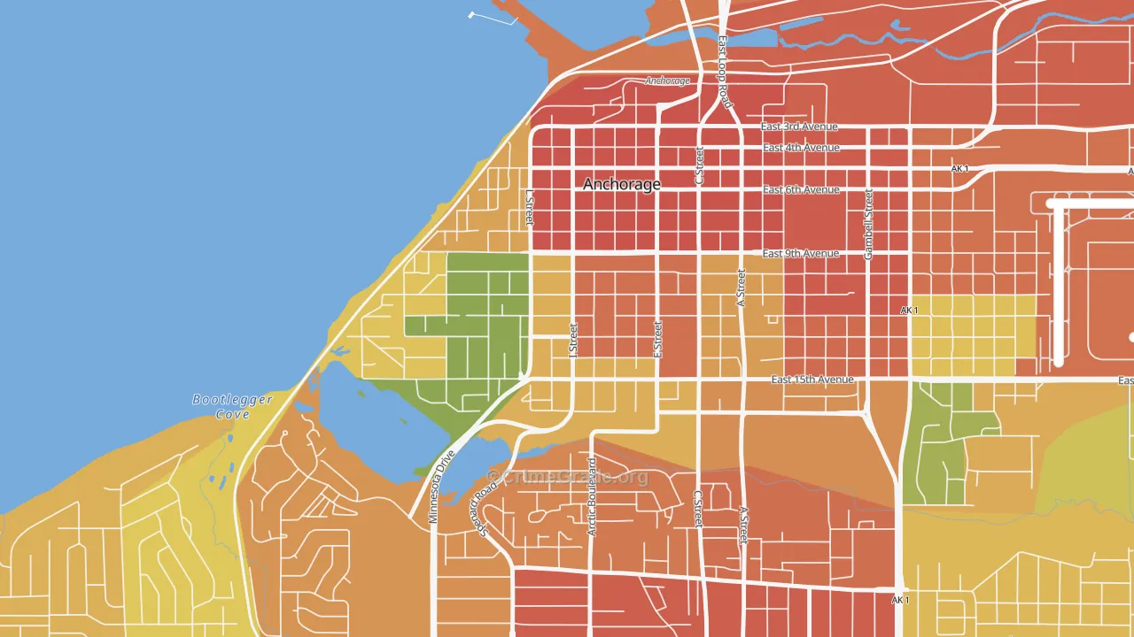 South Addition, Anchorage, AK Map of Burglary Rates