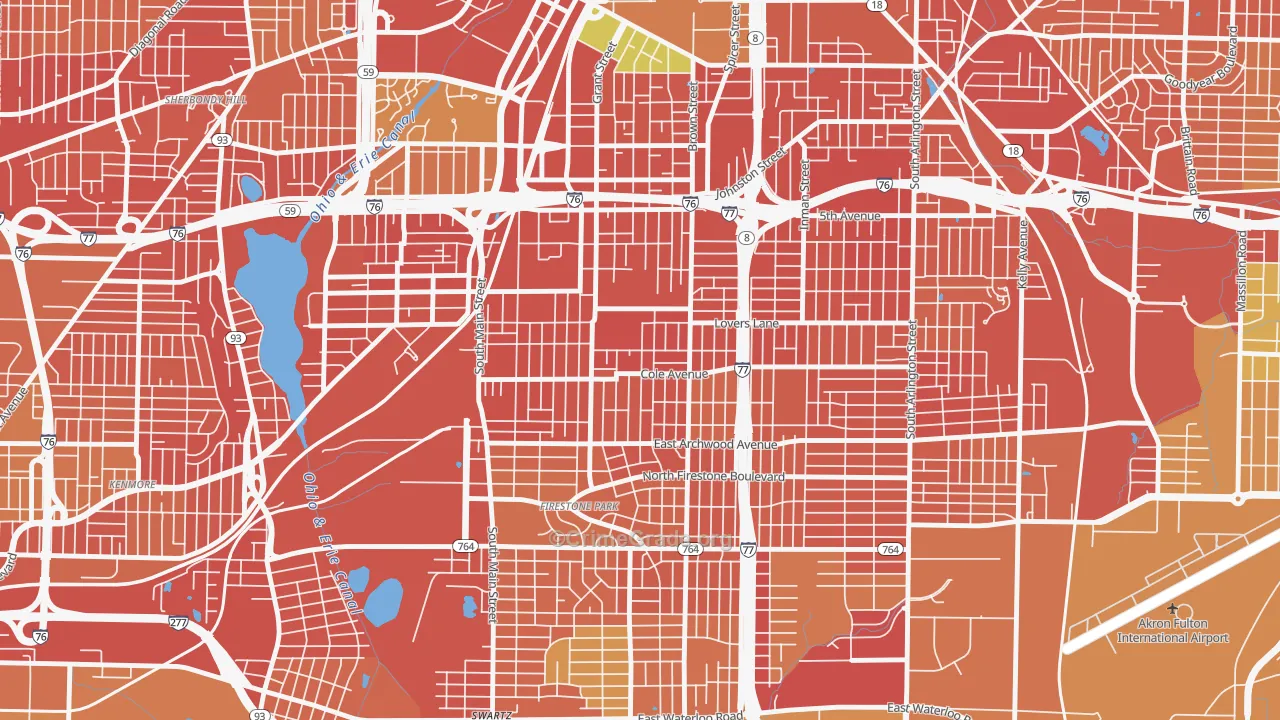 South Akron, Akron, OH Map of Burglary Rates