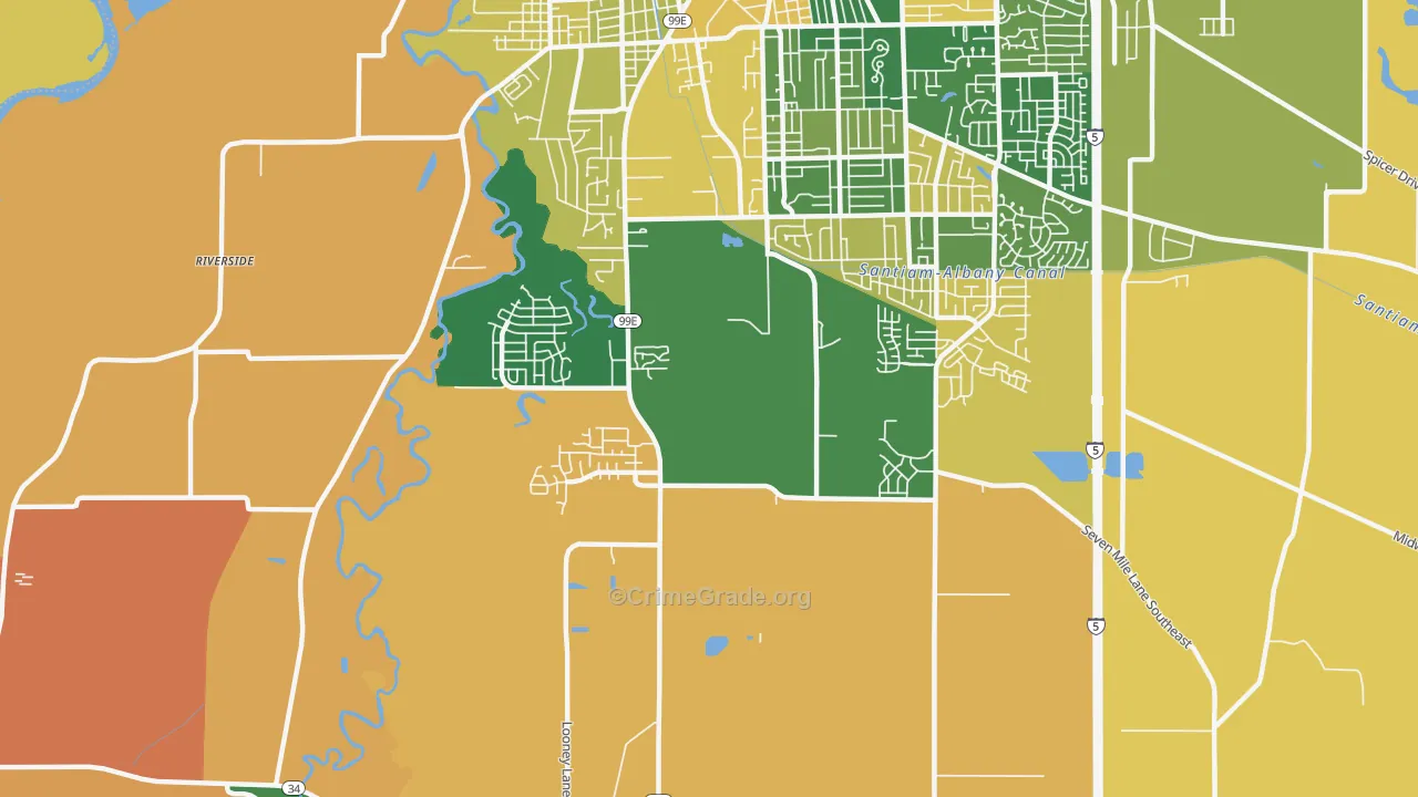 South Albany, Albany, OR Map of Burglary Rates