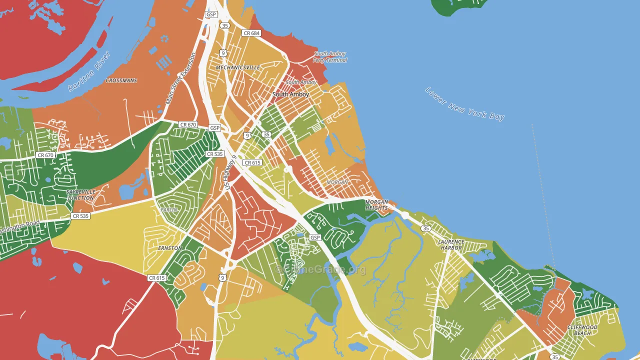 South Amboy, NJ Map of Burglary Rates
