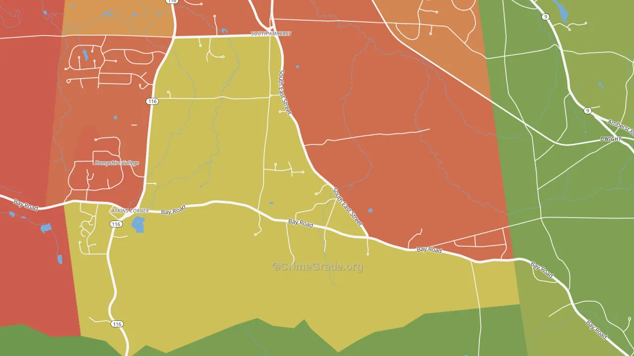 South Amherst, MA Map of Burglary Rates