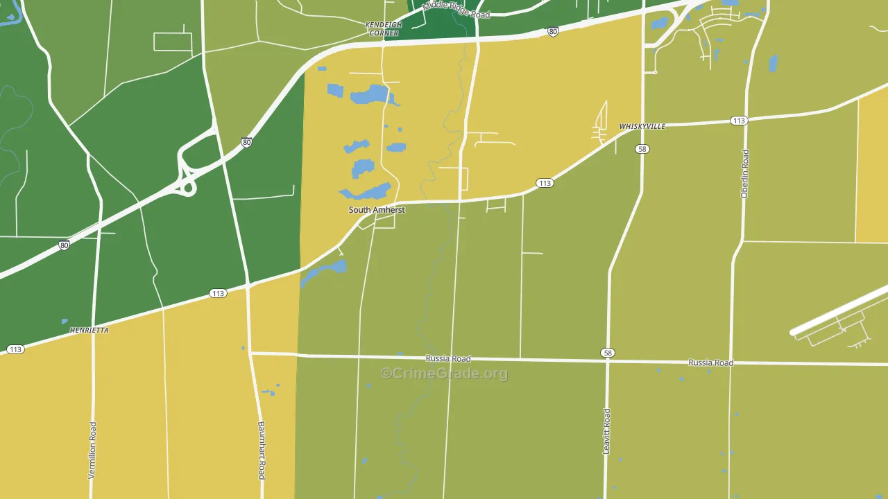 South Amherst, OH Map of Burglary Rates