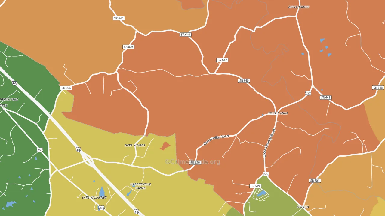 South Anna, VA Map of Burglary Rates