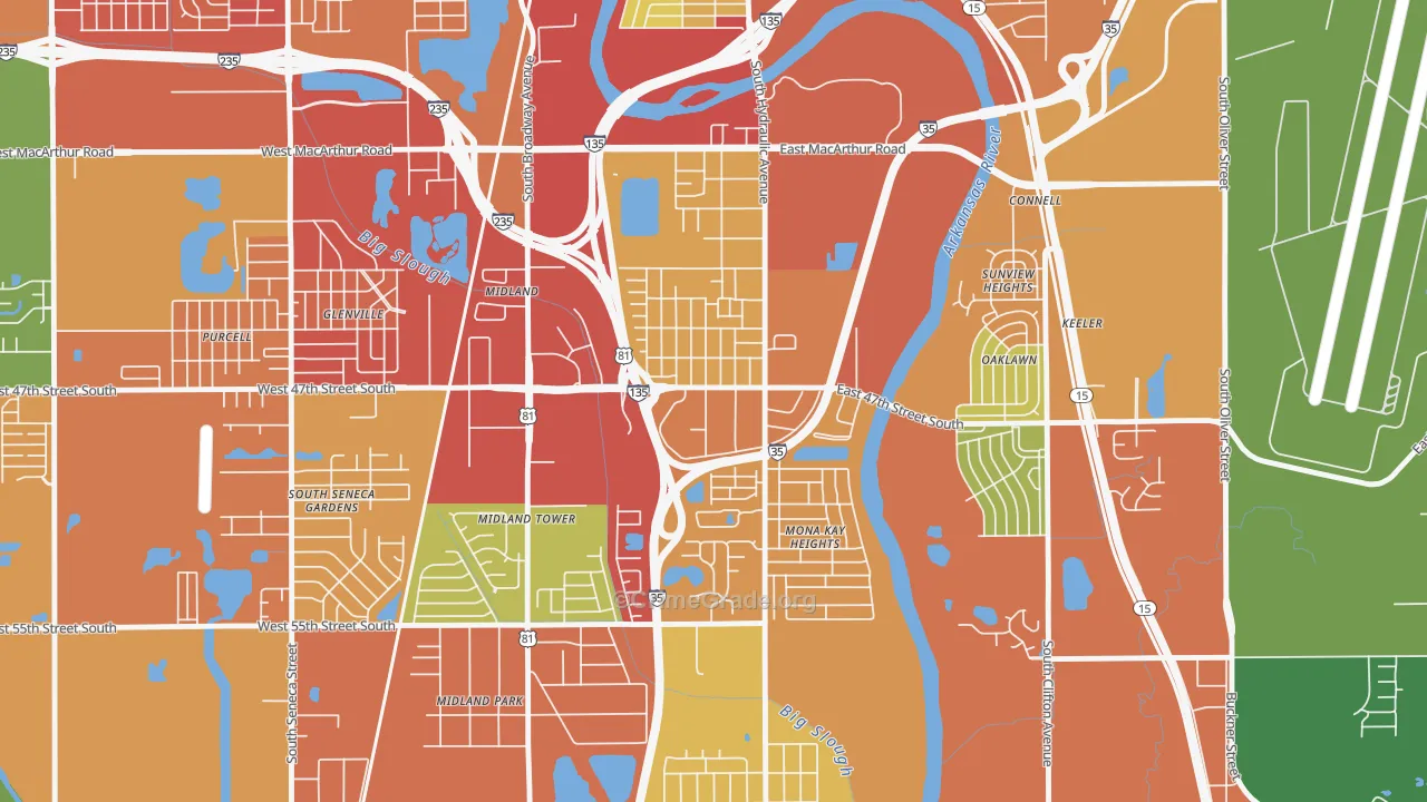 South Area, Wichita, KS Map of Burglary Rates