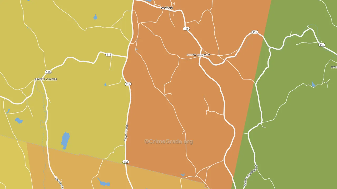 South Ashfield, MA Map of Burglary Rates