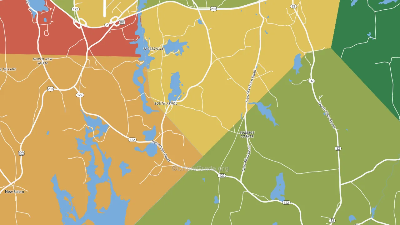 South Athol, MA Map of Burglary Rates