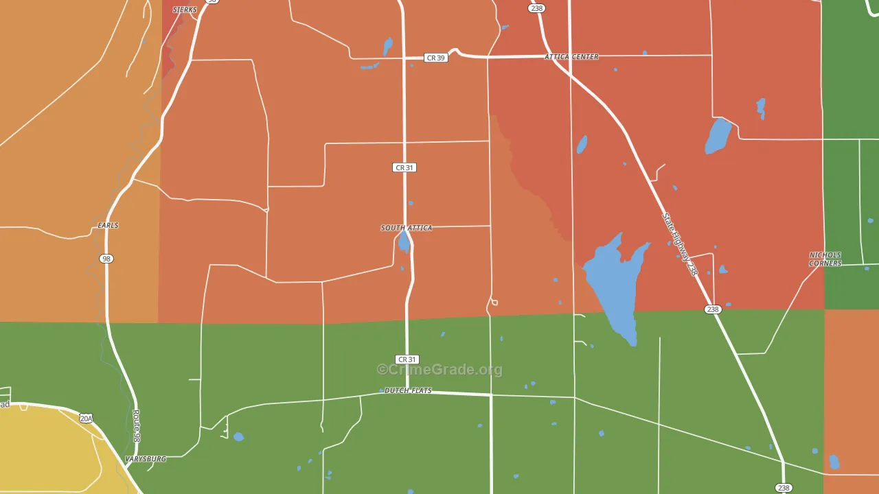 South Attica, NY Map of Burglary Rates
