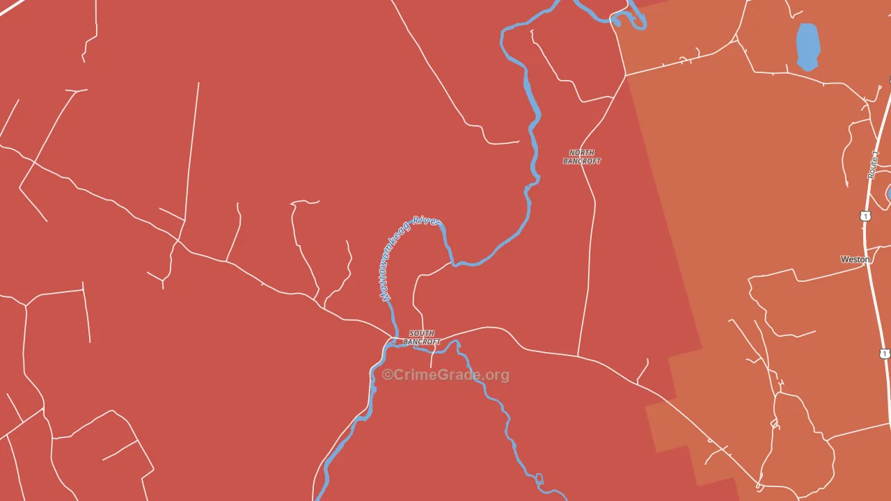 South Bancroft, ME Map of Burglary Rates
