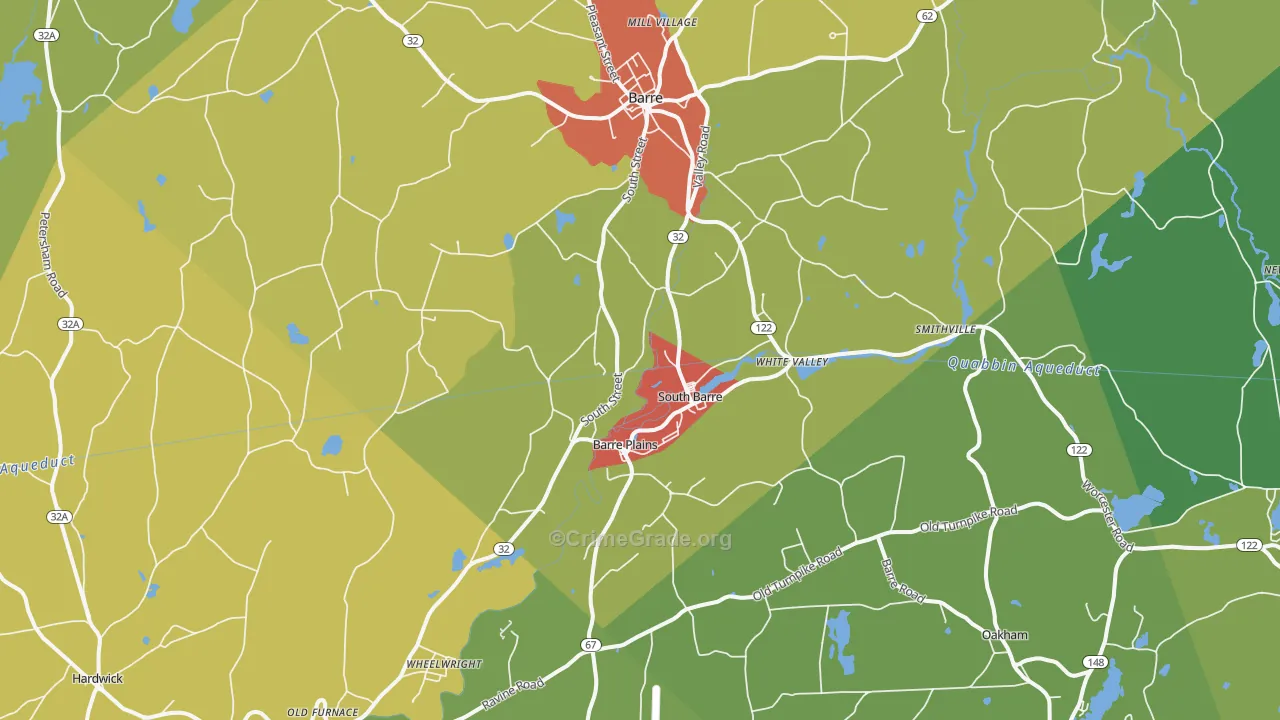 South Barre, MA Map of Burglary Rates