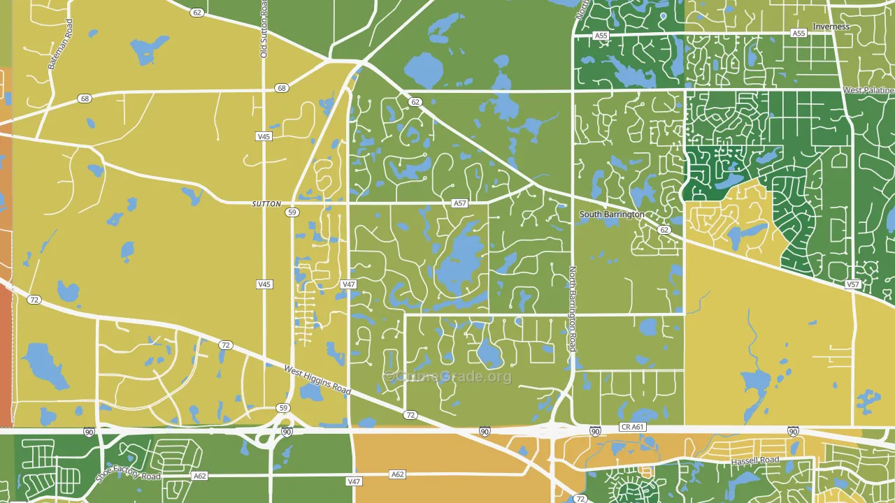 South Barrington, IL Map of Burglary Rates