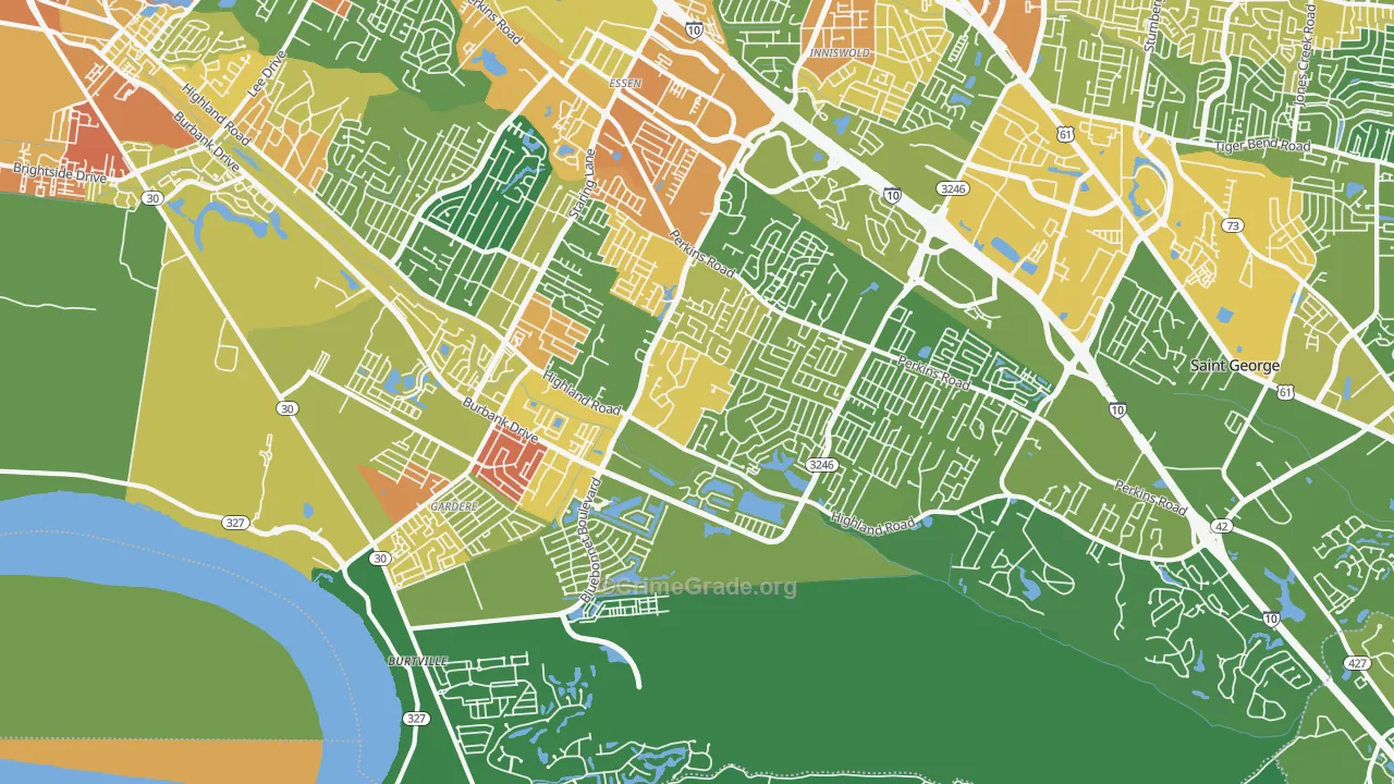 South Baton Rouge, Baton Rouge, LA Map of Burglary Rates