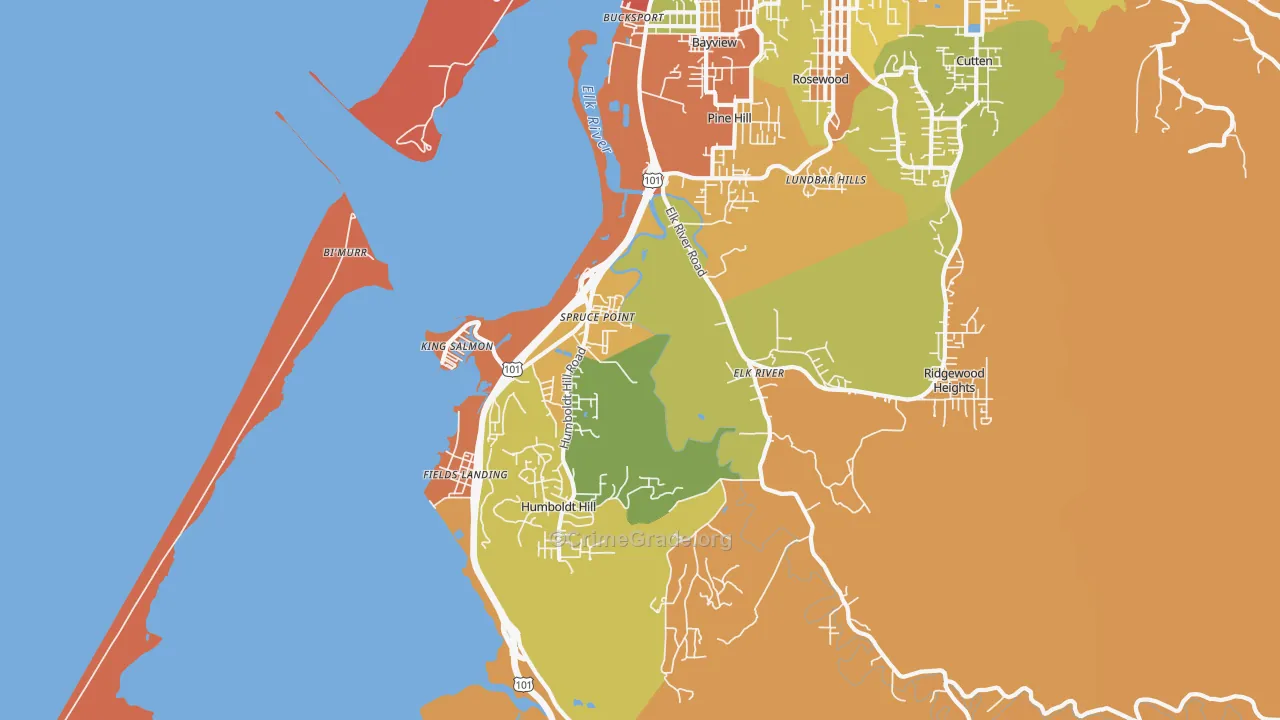 South Bay, Eureka, CA Map of Burglary Rates
