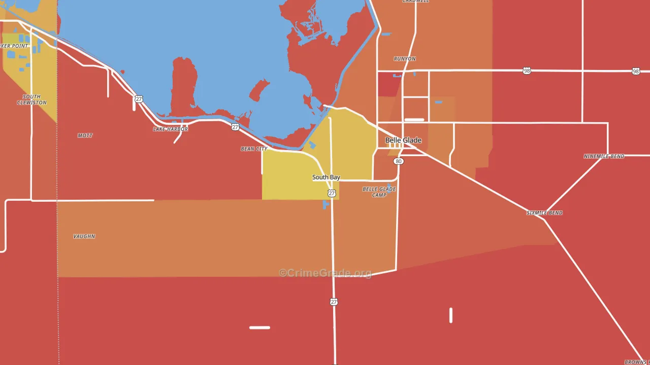 South Bay, FL Map of Burglary Rates