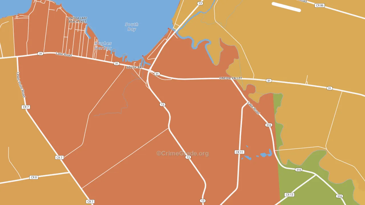 South Bay, NY Map of Burglary Rates