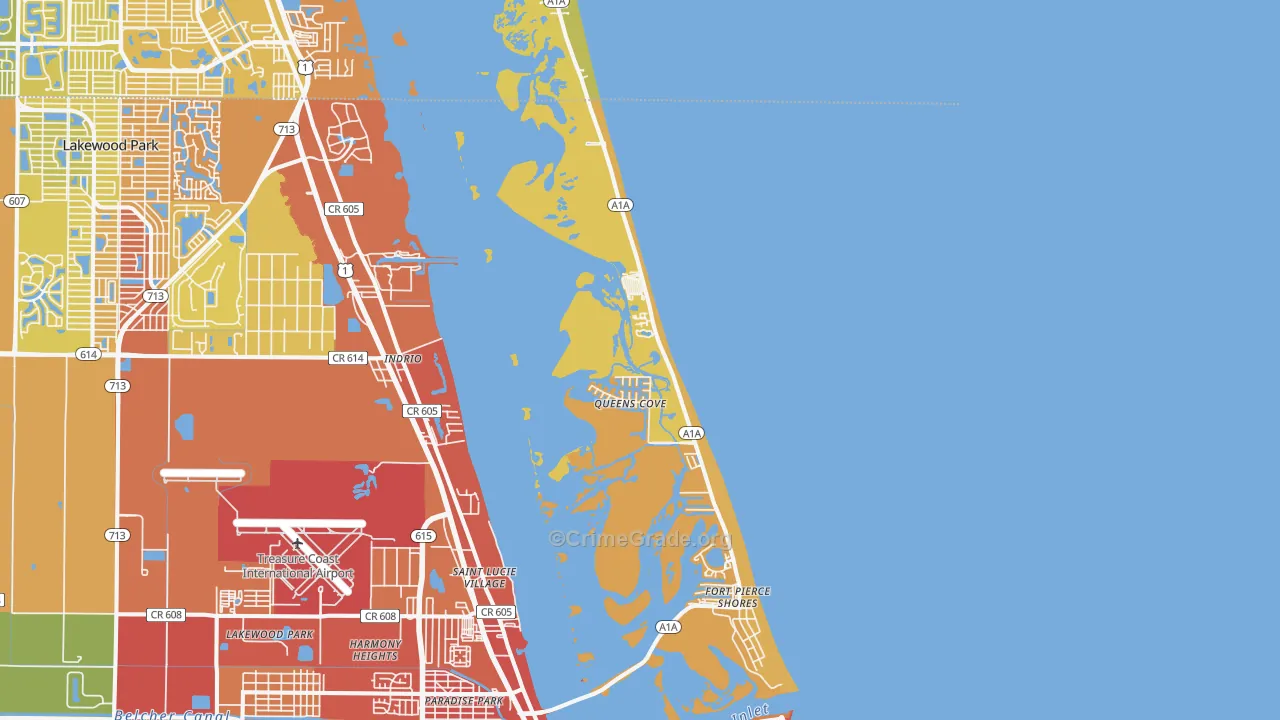 South Beach, Fort Pierce, FL Map of Burglary Rates