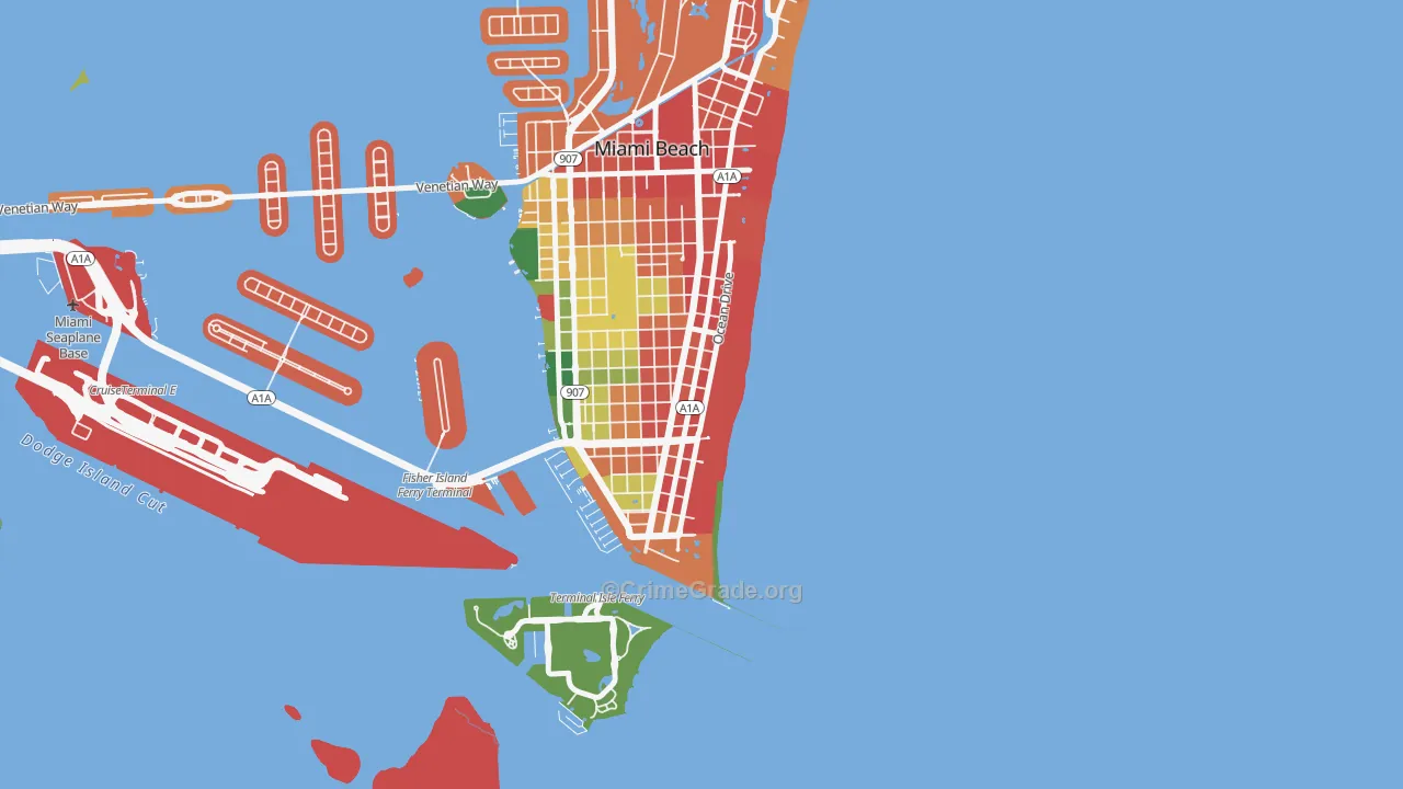 South Beach Miami Beach, Miami Beach, FL Map of Burglary Rates