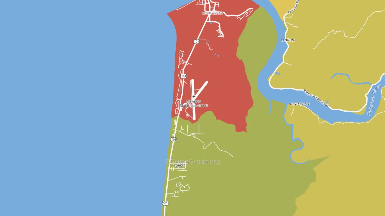 South Beach, OR Map of Burglary Rates