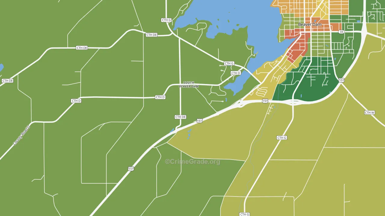 South Beaver Dam, WI Map of Burglary Rates