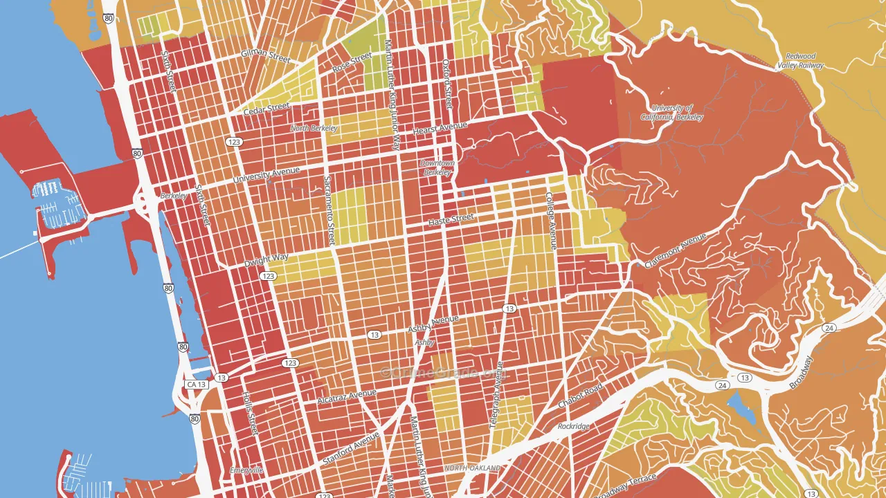 South Berkeley, Berkeley, CA Map of Burglary Rates