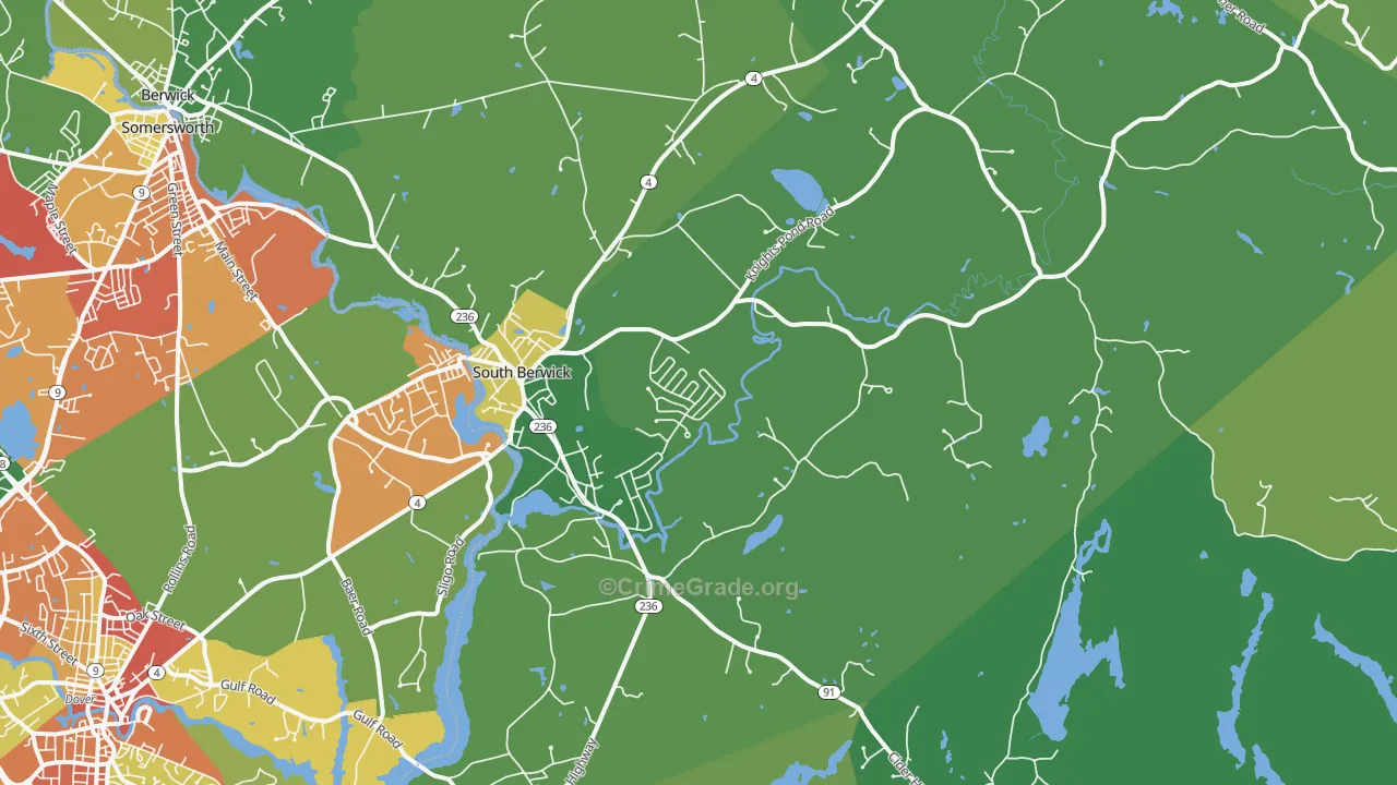 South Berwick, ME Map of Burglary Rates