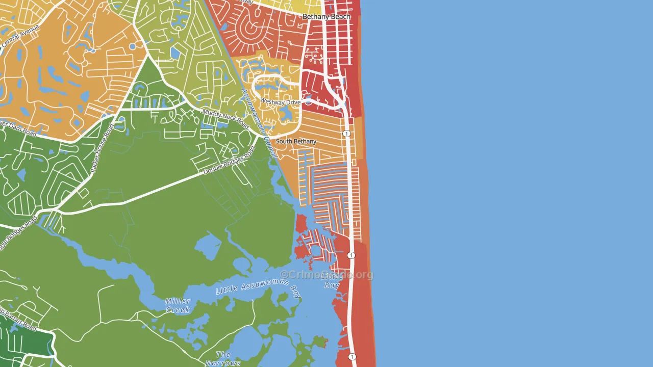 South Bethany, DE Map of Burglary Rates