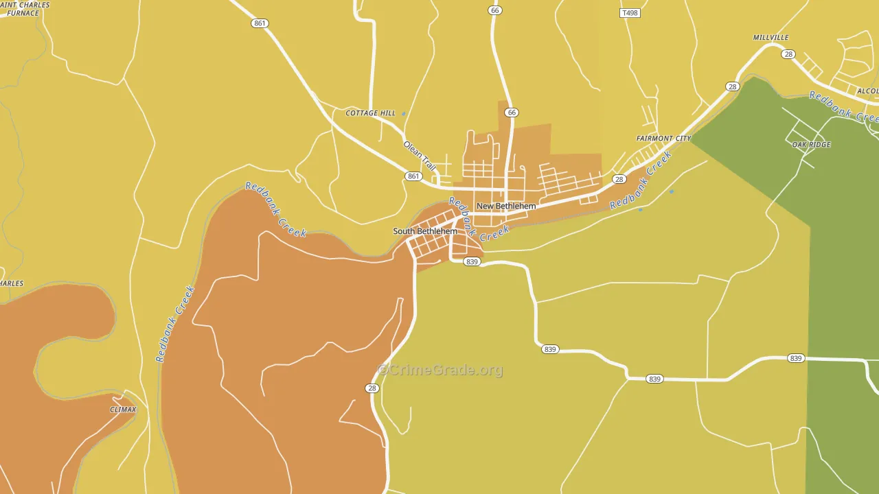 South Bethlehem, PA Map of Burglary Rates
