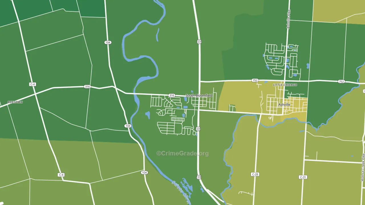 South Bloomfield, OH Map of Burglary Rates