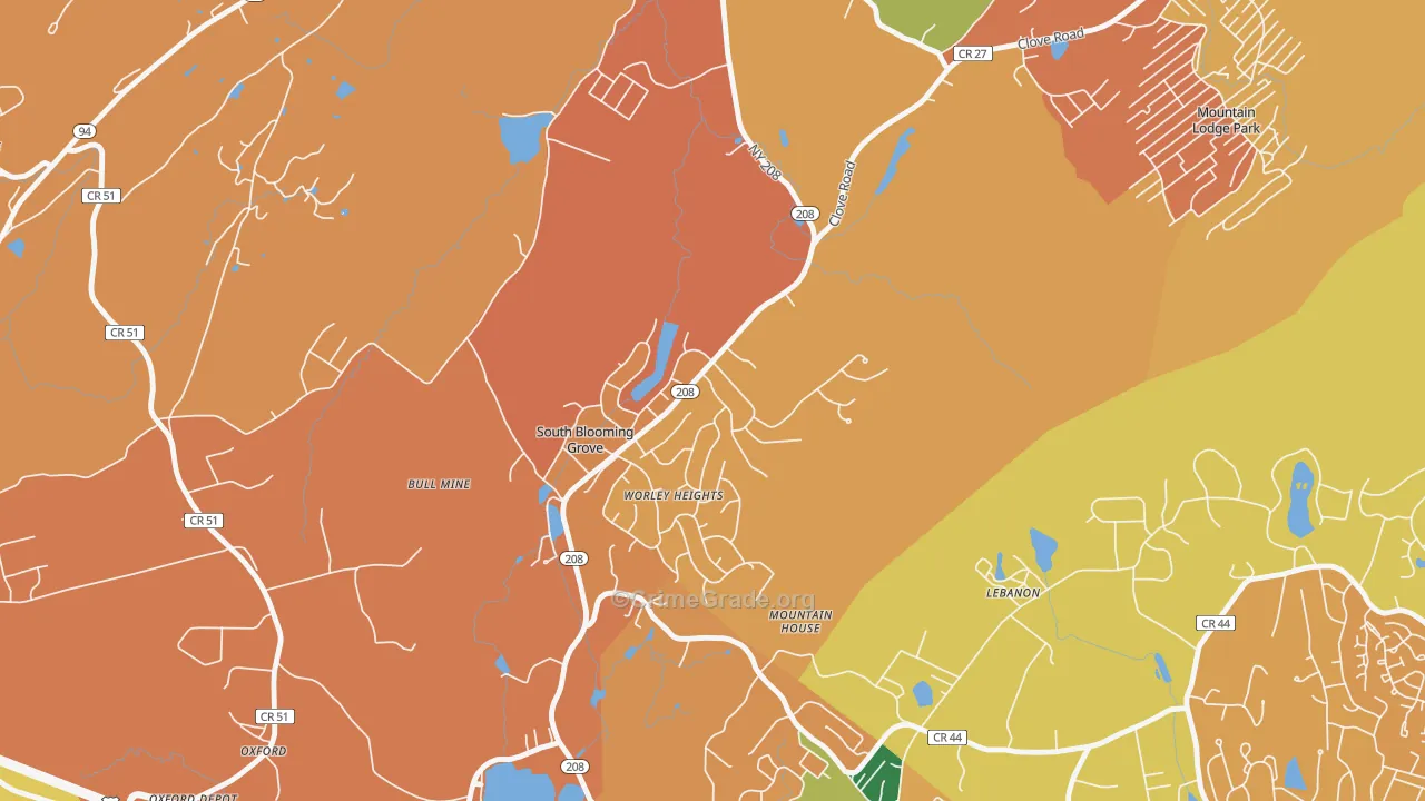 South Blooming Grove, NY Map of Burglary Rates