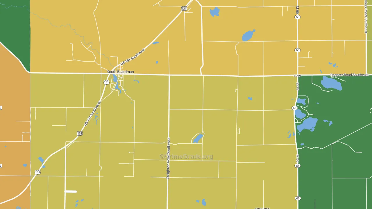 South Boardman, MI Map of Burglary Rates