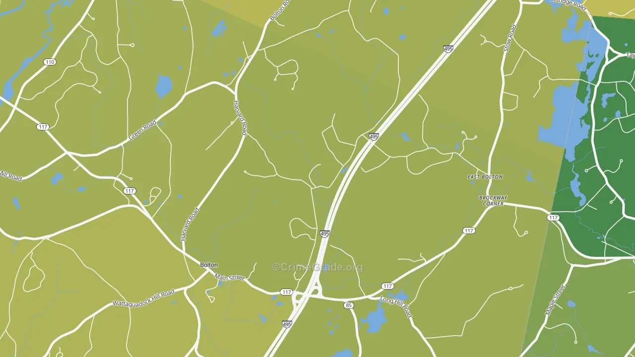South Bolton, MA Map of Burglary Rates