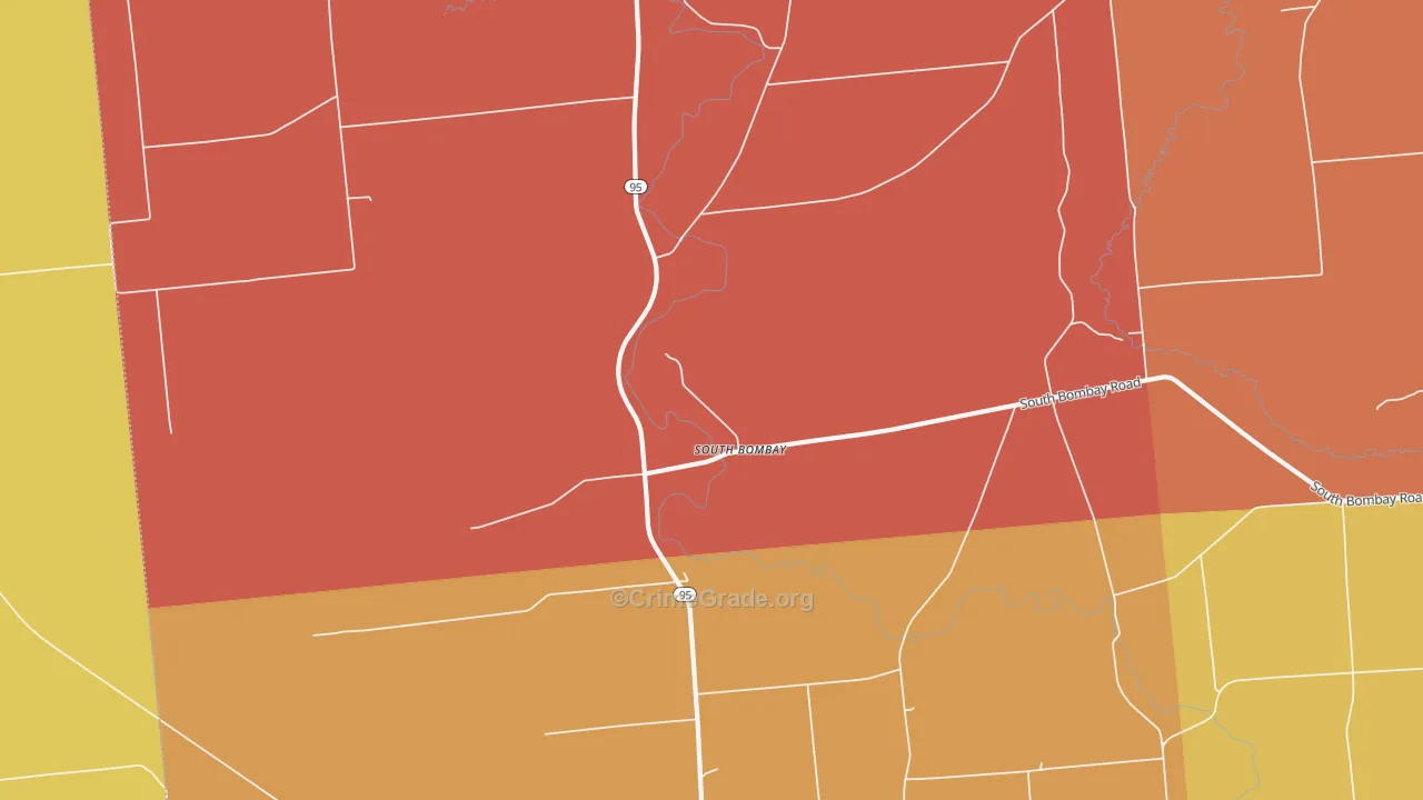 South Bombay, NY Map of Burglary Rates