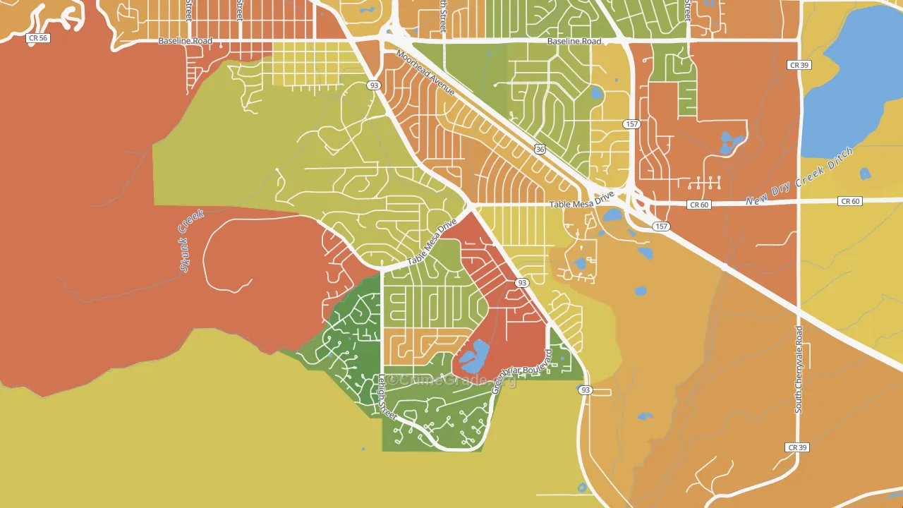 South Boulder, Boulder, CO Map of Burglary Rates