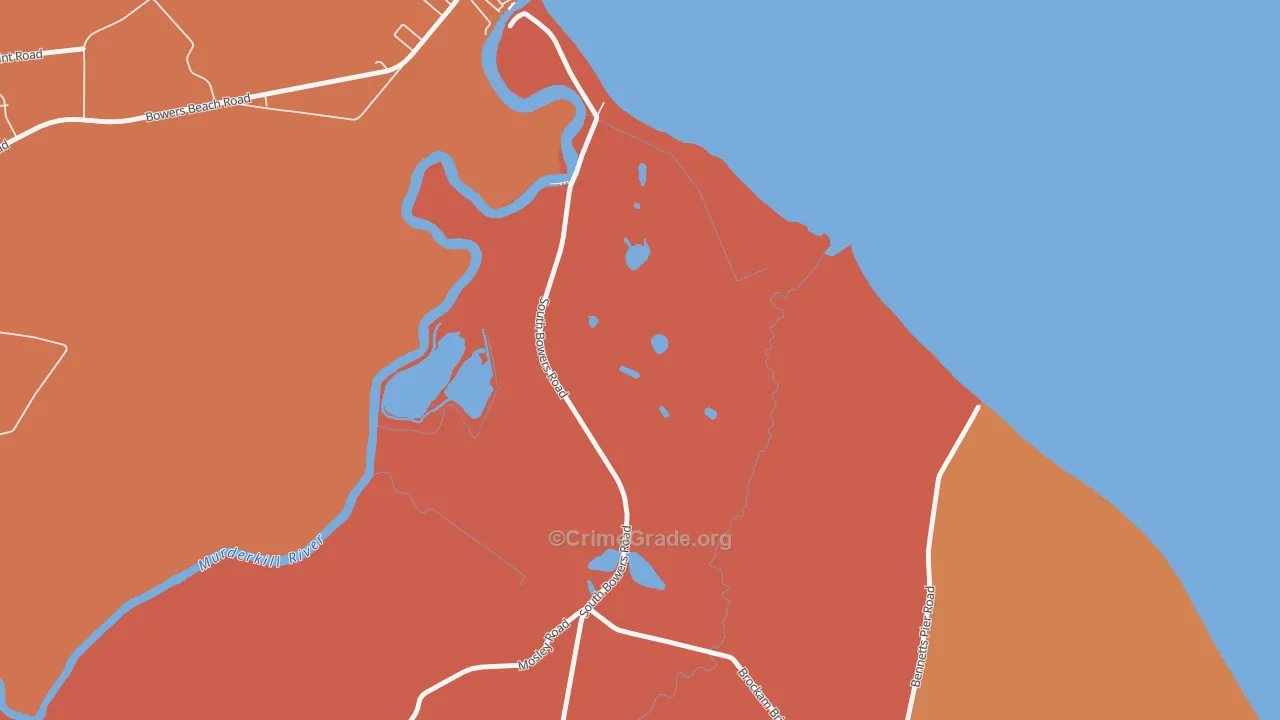 South Bowers, DE Map of Burglary Rates