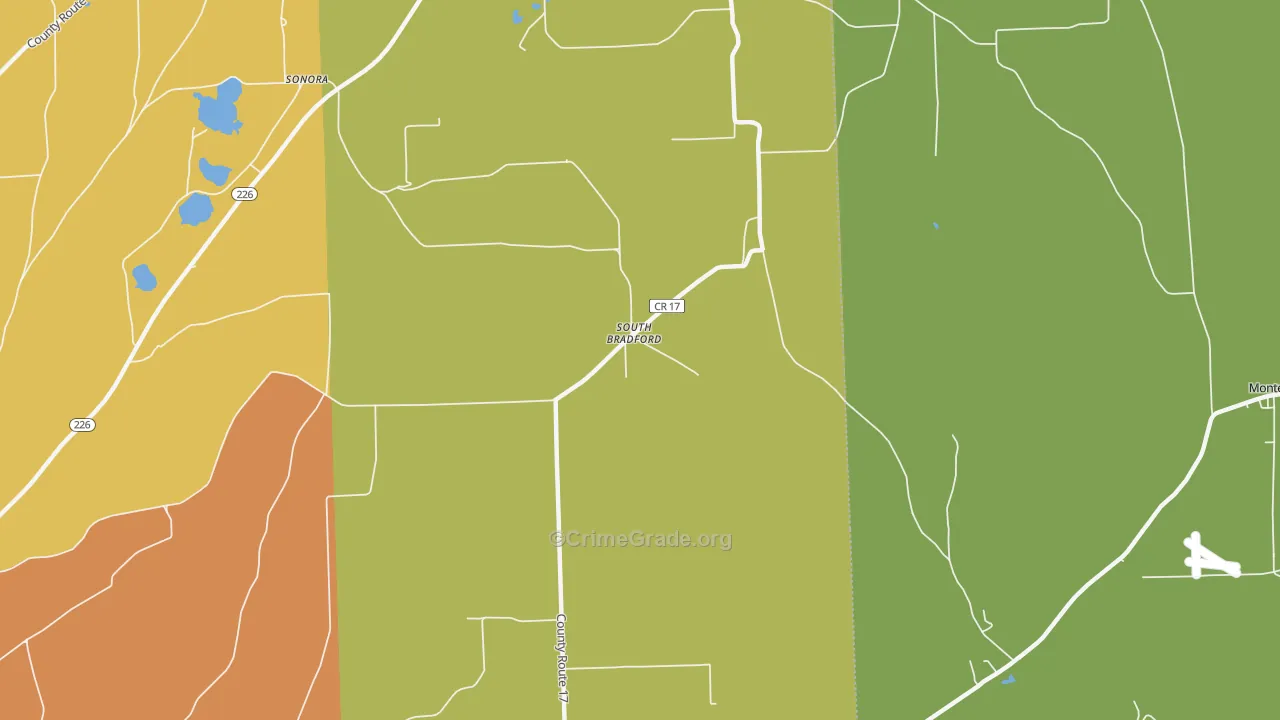 South Bradford, NY Map of Burglary Rates