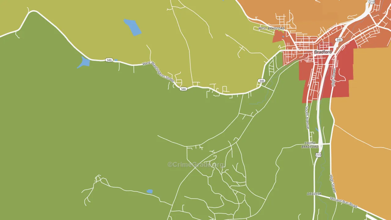 South Bradford, PA Map of Burglary Rates